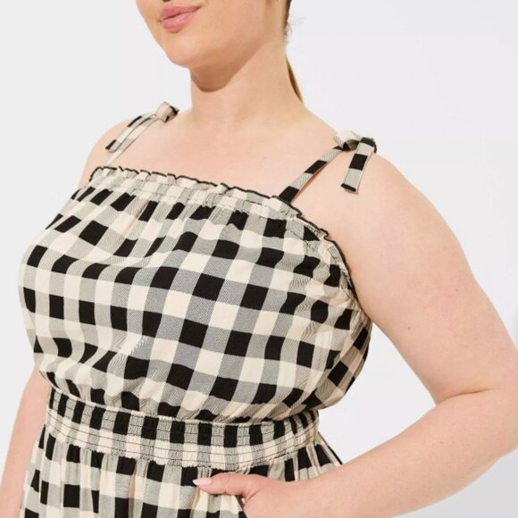 Torrid Challis Tie Straps Romper - Size 1X Gingham Summer Beach Vacation - Picture 10 of 10